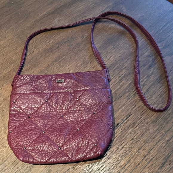 Vans Handbags - Vans Quilted Studded Crossbody Bag – Burgundy